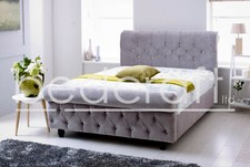 Fabric diamond sleigh - sleigh, bed