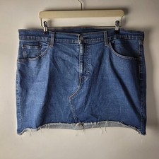 Levi's Woman Size 20W Navy Blue Cotton Raw Denim Mini Skirt Casual Smart Winter