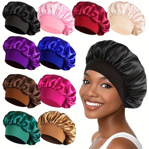 Satin bonnet night sleep hat - satin,