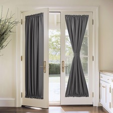 PONY DANCE Gray Door Curtain - Thermal Insulated Rod Pocket Blackout Privacy ...
