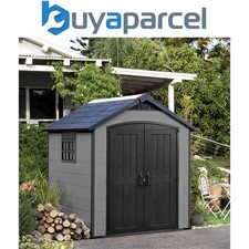Keter Premier Grey 757 Garden Shed 7.5 x 7 ft Apex Outdoor Storage Wood Effect