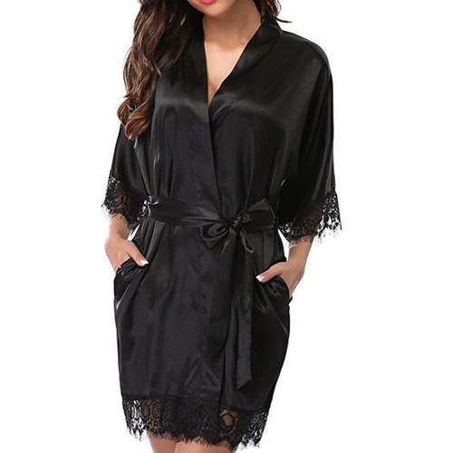 Satin kimono robe - uk,
