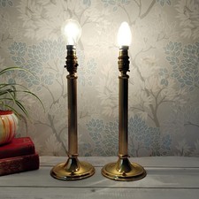 Pair M&S Brass Plate Classic Table Bedside Lamps Corinthian Column Lamps Country