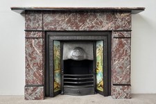 Antique Reclaimed Victorian Fireplace surround in Rouge Royal marble. Circa 1890