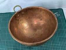 Vintage Divertimenti of London Hammered Copper Large Mixing Bowl, Handle, 1980s