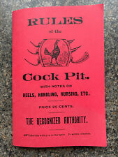 RULES OF THE COCK PIT GAME FOWL CLARKE