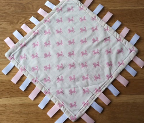 Unicorns pink taggy blanket - unicorns,