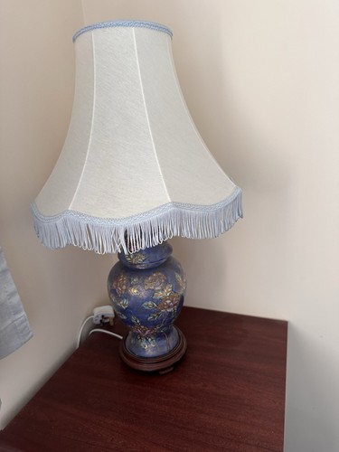 Vintage blue floral lamp - vintage,