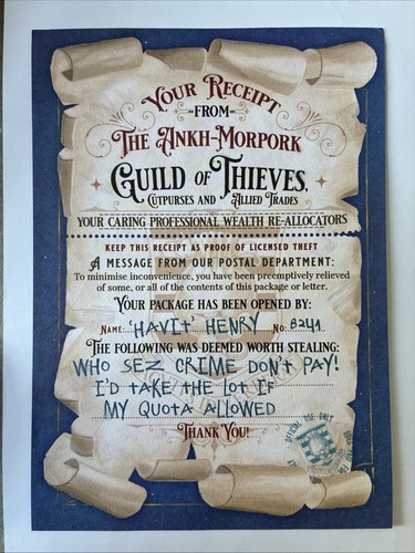 Discworld receipt havit henry - receipt,