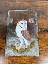 Hand Painted Barn Owl On Slate Hanging Wall Decor Home/Barn/ Shed 10inches x 6.5