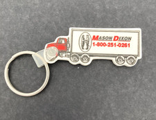 Mason Dixon Trucking Bristol TN Ad Keychain Figural Semi Tractor Trailer Rig Red