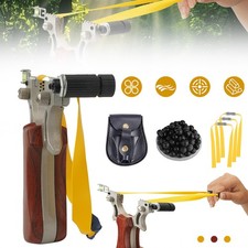 Stainless Slingshot Hunting Catapult Slingbow Archery Flat Rubber Band Shooting