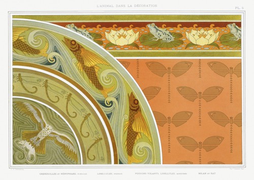 Art nouveau animal wall - art,