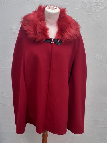 Oasis red felt cape coat - red, with