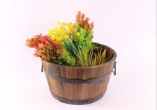 Rustic Burnt Wood Barrel Outdoor Planting Pots 3 Size options available