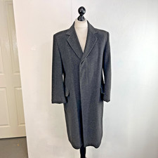 Men's 100% Cashmere Dark Grey Overcoat Crombie 38R Made in Britain - See Details