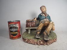 Large Vintage Ceramic Capodimonte Style Tramp Sitting On A Bench