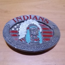 Indians The First Americans Belt Buckle US Flag Native America Metal Buckley USA