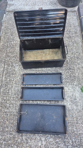 Vintage metal toolbox - vintage,