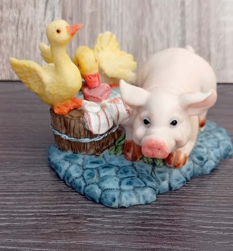 Pig and ducks ceramic ornament - ducks,