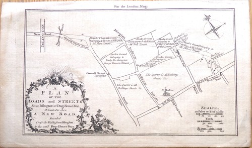 Antique map islington - map, old