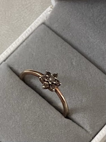 Champagne diamond floral ring - champagne,