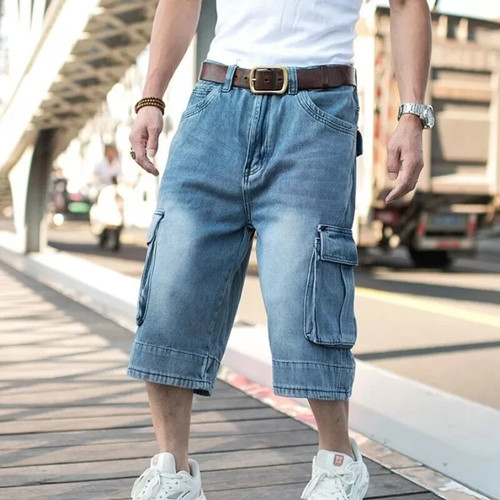 Mens baggy loose denim - denim, shorts