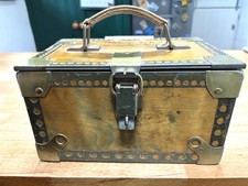 Hand Crafted Metal & Wood Lockable Carry Box Crafts/Industrial/Decor