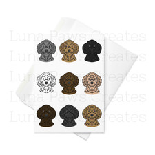 Miniature Poodle card, Mini Poodle Birthday Card Dog Poodle Print Card 