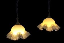 Murano Glass Pendant Light 1970’s De Majo Cased Amber Threaded Glass 2 Available