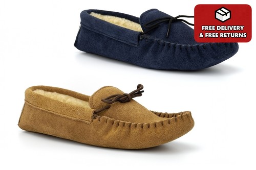 Mens suede slippers moccasin - slippers,