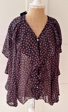 Ladies Black Frilly Xmas Blouse Top By Kaleidoscope Size 12 BNWT Rrp £27