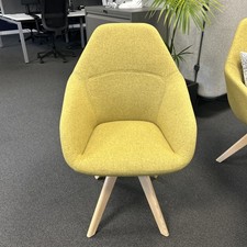 Modern Allermuir Lounge Chairs - Mustard Yellow Wooden Legs - Great Condition