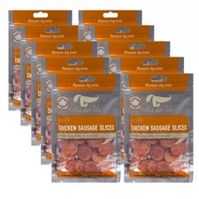 10 PACKS OF DELICIOUS DOG DELI 100G CHICKEN SAUSAGE SLICES DOG TREATS BY PETFACE