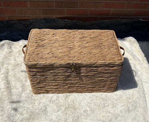 Vintage two lion wicker chest - vintage,