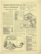 MORRIS COMMERCIAL J-TYPE VAN '49-51 MOTOR TRADER TECHNICAL DATA/SERVICE BULLETIN