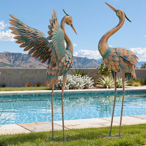Large crane garden statue - garden,