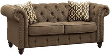 Elegant Brown Tufted Loveseat