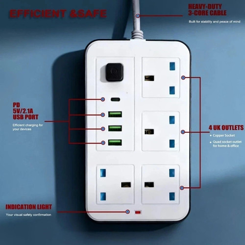 Extension lead with usb - extension, 4