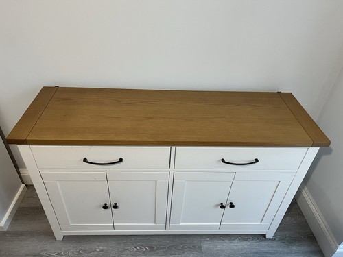 Cream sideboard with oak top - cream,