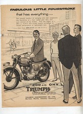 Triumph Tiger Cub 200cc OHV Motorcycle Original Advertisement from a Magazine