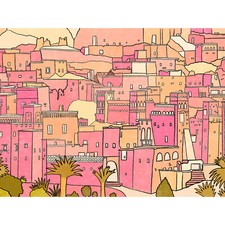 Moroccan Town Buildings Pink