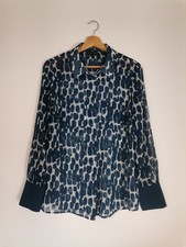 Phase Eight Tanjina Smudge Sheer Teal Blouse Size 12