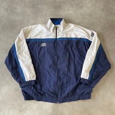Umbro Track Jacket Mens 2XL Y2K Full Zip Windbreaker, Navy Blue