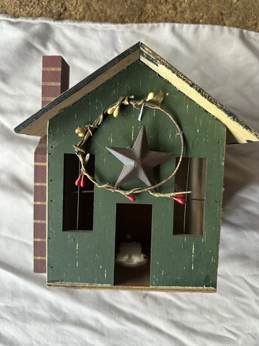 Primitive wooden lighted salt - primitive,