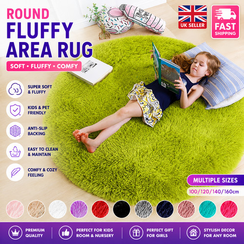 Round fluffy shag rug - round,