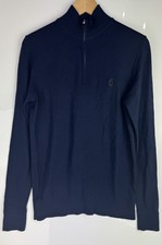 J Lindeberg Navy Merino Wool Blend Quarter Zip Kian Sweater Size M