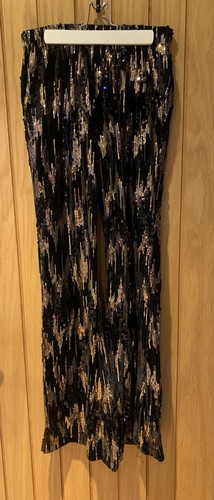 Sequinned flared wide leg - sequinned, flared/wide
