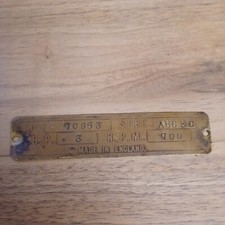 Lister A Spec Plate Tank Cooled Engine Info Plate