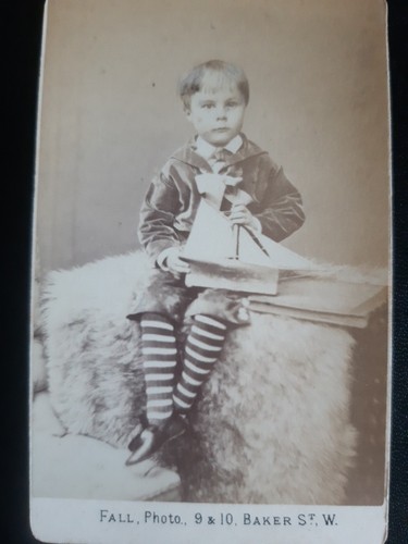 Cdv boy striped - boy, holding